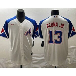Mens Kids  Ronald Acuna Jr. Stitched White Jersey
